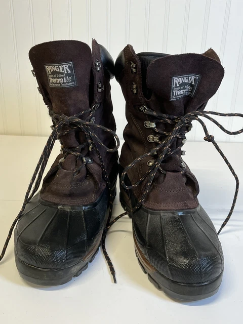 RANGER SNOW WORK Boots Men's 10 Black Brown DuPont Thermolite Insulated ...