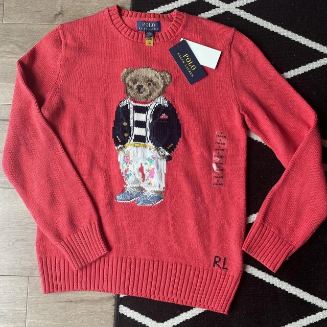 Polo Ralph Lauren maglione orso lavorato a maglia, nuovissimo con etichette