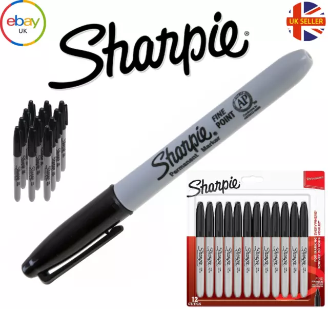 Sharpie Black Fine Point Permanent Markers with Bold Fine Tip 1,2,4,6,8,10,12