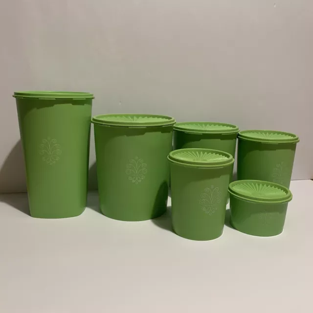 Vintage/Retro Tupperware Canisters / Containers  Green Set of 6