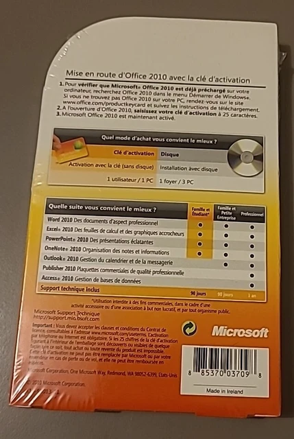 CLÉ DE PRODUIT Microsoft Office Famille et Étudiant 2007 3 PC