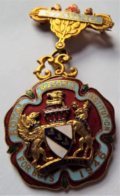 MASONIC STEWARD JEWEL MEDAL 1946 RMIB Royal Masonic Institution for Boys