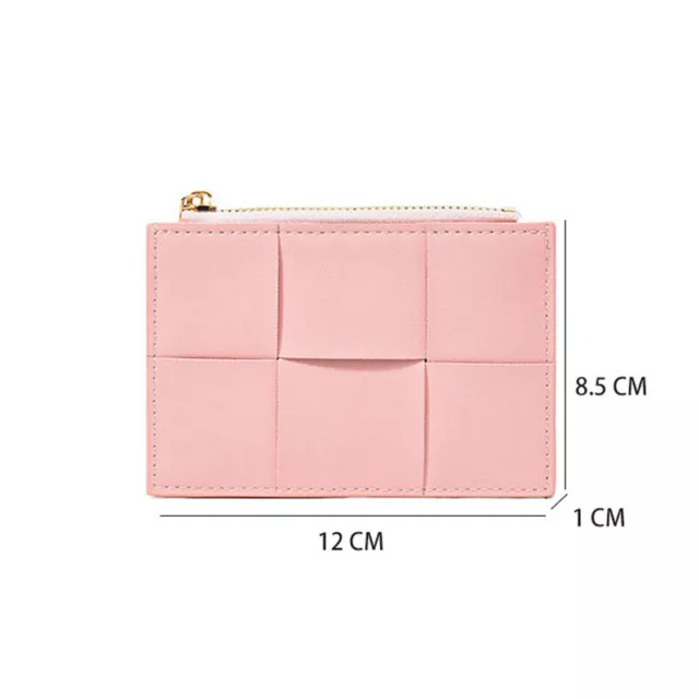 Woven Small Short Wallets For Women PU Leather Card Holder Zipper Coin Pur7H 3