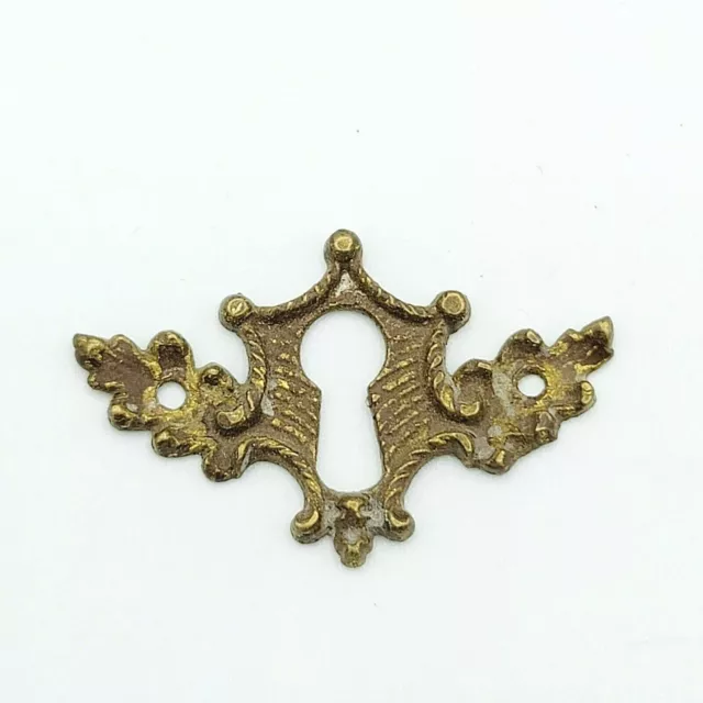 SINGLE Vintage Brass Skeleton Key hole Escutcheon 1 3/4" x 1 1/16"