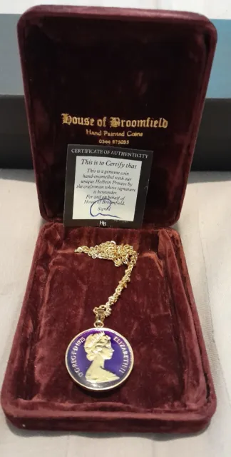 House Of Broomfield - Plated - Hand Painted 5 Pence - 5p Coin Necklace -  VGC