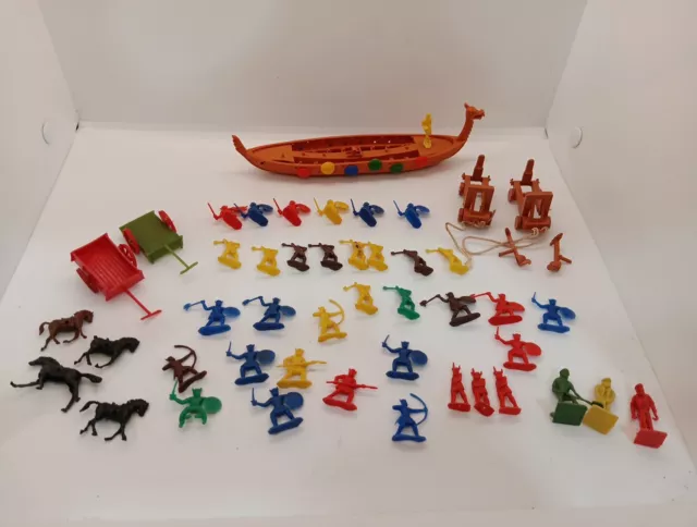 Vintage Micro Mini Greak? Soldier Lot Of 30+ Catapults,boats, Wagons, Horses