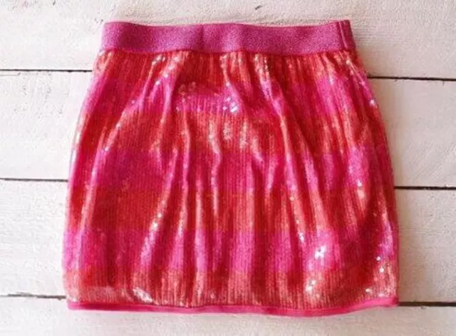 Girls Childrens Place Sequin Skirt Size 14 Pink Orange