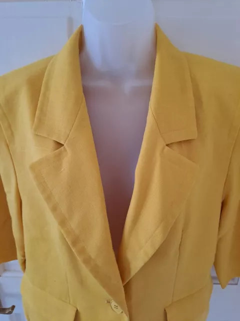 Giacca e camicia vintage Jaeger misto lino giallo 2 pezzi taglia 14