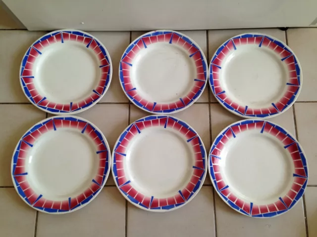 6 anciennes assiettes plates  Saint Amand céranord 3decA