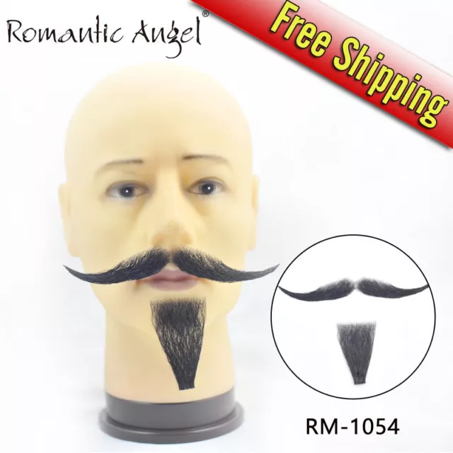 100% Human Hair Handmade Fake Mustache Beard for Entertainment/Drama/Life