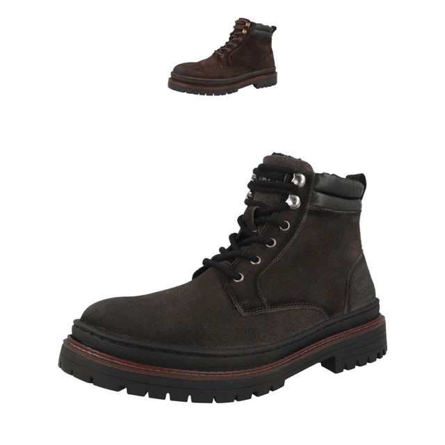Baskets Dockers Rieker Homme - Brun Foncé, Taille Standard, Semelle Caoutchouc 3cm, Lacets