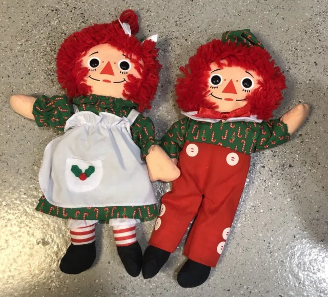 PLAYSKOOL 1990 Raggedy Ann & Andy Special Holiday Christmas Edition 12" Dolls