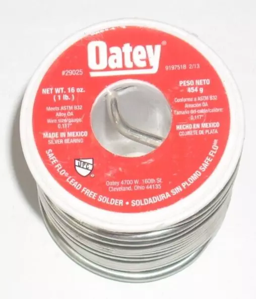 Oatey 29025 Safe Flo Lead Free Solder Silver Bearing 1/8 in Dia 1 lb Roll