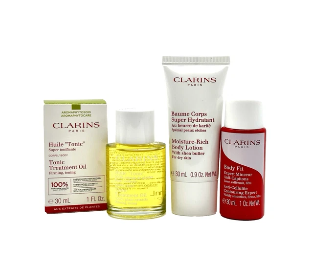 Clarins Huile Tonic Treatment Oil Body Fit Anti-Cellulite Lotion 3-Pc Travel Set
