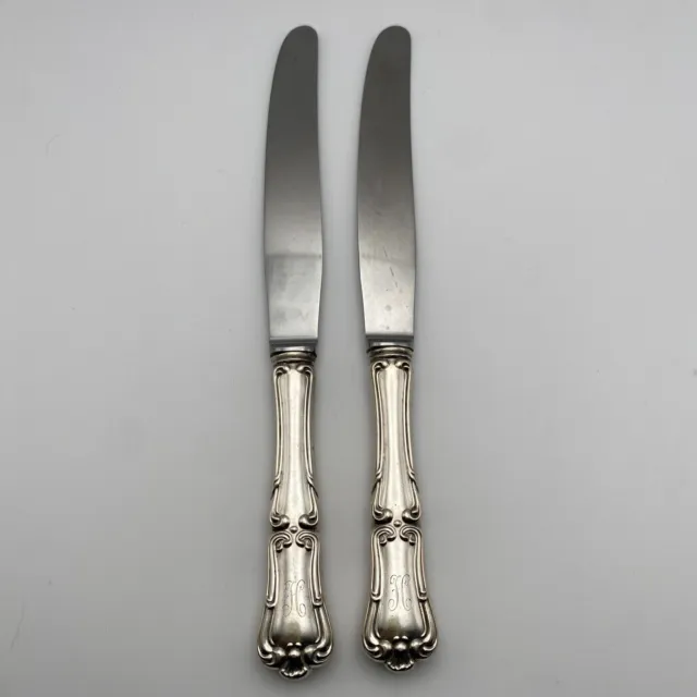 2 Francis I Birks Sterling Silver Dinner Knife Regular Blade 8 1/4” Monogram H