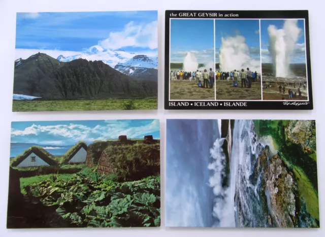 Postkarten Lot 4 x ISLAND Iceland Postcards color Ansichtskarten ungelaufen