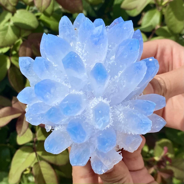 467G New Find sky blue Phantom Quartz Crystal Cluster Mineral Specimen Healing