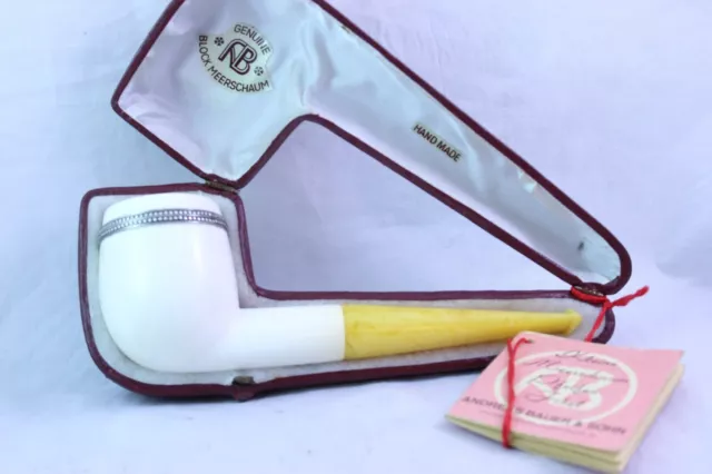 Pfeife, Pipe Pipa BLOCK MEERSCHAUMPFEIFE,ANDREAS BAUER, ohne Filter, 925 Silber