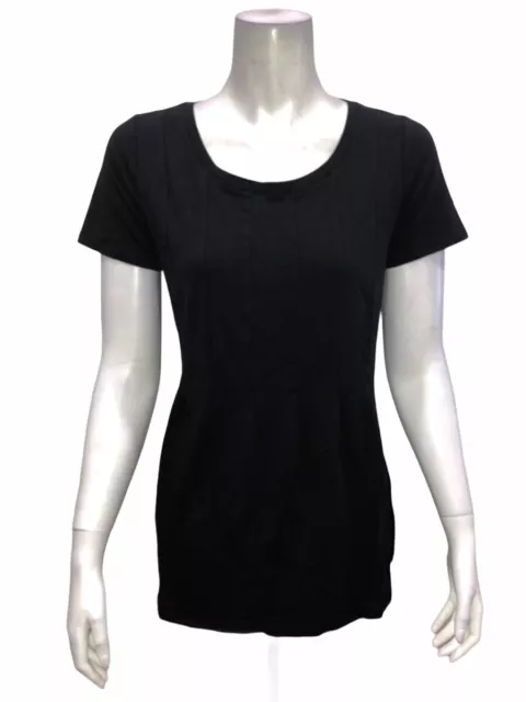 AnyBody Loungewear Women's Pullover Cozy Knit Seamed Tee Top Black X-Small Size