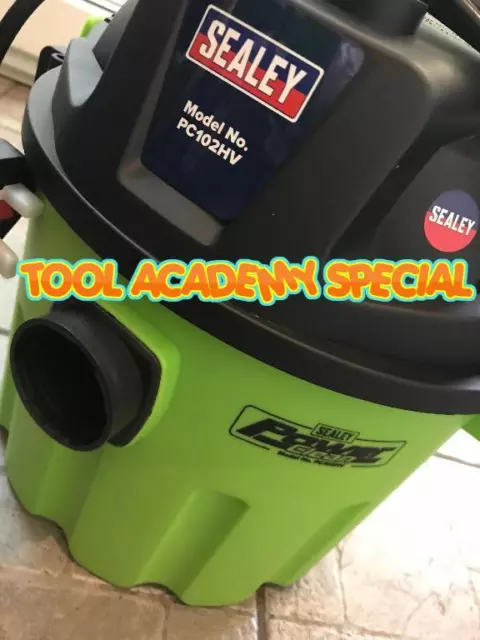 BOXED - SEALEY PC102HV Vacuum Cleaner Wet & Dry 10ltr 1000W/230V Hi-Vis Green 3