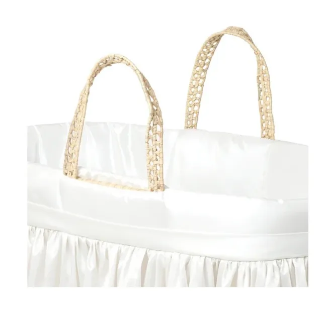 Clair de lune Windsor palm Moses basket in Ivory with Natural Rocking Stand 2