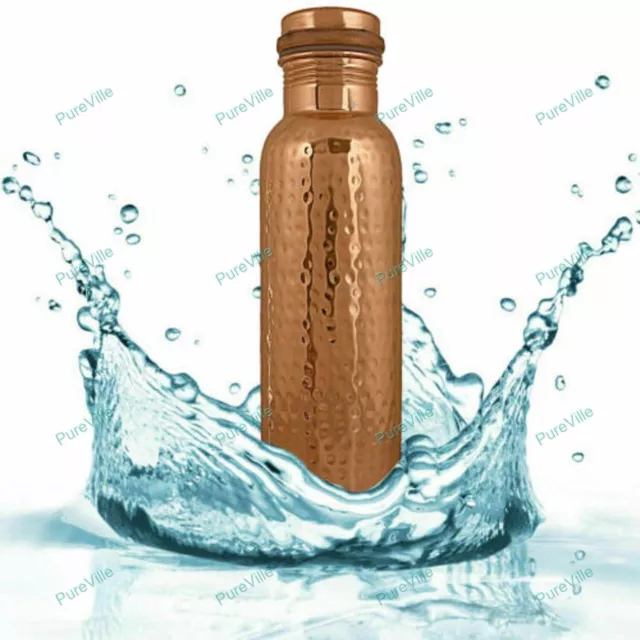 Neu Hammered Kupfer Flasche Ayurveda Kupfer Wasserflasche Indisch Beste Kupfer