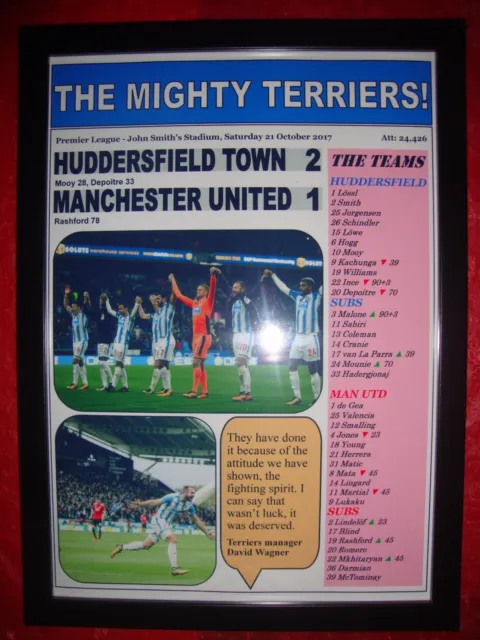 Huddersfield Town 2 Manchester United 1 - 2017 - framed print