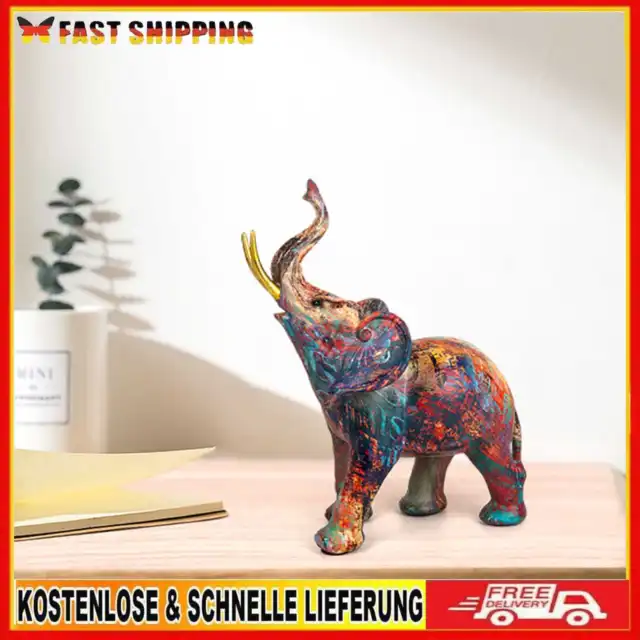 Resin Baby Elephant Model Desktop Ornaments Graffiti Home Decor for Living Room