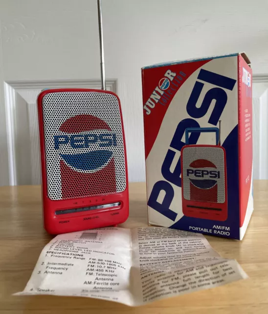 Pepsi Junior Radio AM/FM Portable PC-112 New Old Stock Very Nice Original Box