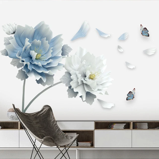 Schöne abnehmbare Blume Lotus Schmetterling Wandkunst Aufkleber für Wohnkultur