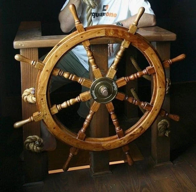 36" INCH Wooden Ship Wheel Pirate Captain Ship Steering Wheel Wall Décor Ship