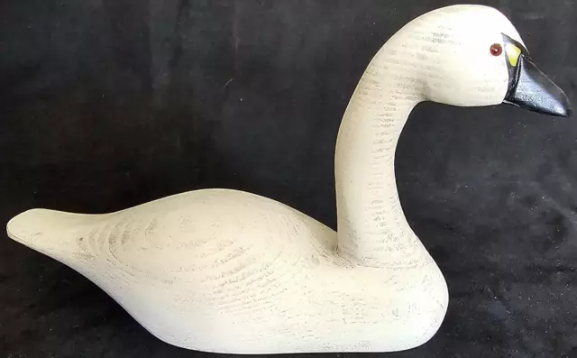 Carved Trumpeter Swan White Medium sized 5.25" tall
