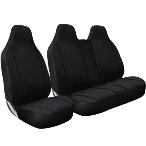 Van seat covers 2+1 Premium Black with Black Piping  (Driver + Double Passenger)