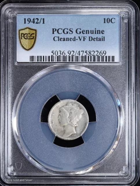 1942/1 10C Mercury Dime PCGS Genuine VF Detail