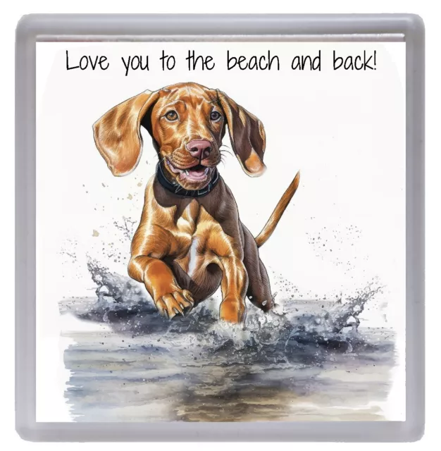 Hungarian Vizsla Dog Coaster/Drinks Mat "Love you to the Beach and back"