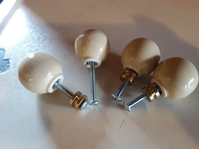 Ceramic Ball Drawer Or Cupboard Handles - Yellowish Beige - 4