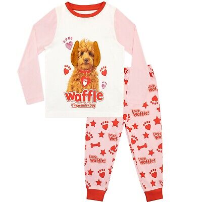 Kids Waffle The Wonder Dog PJs Waffle Pyjamas Children's Nightwear Set Pink Dog
