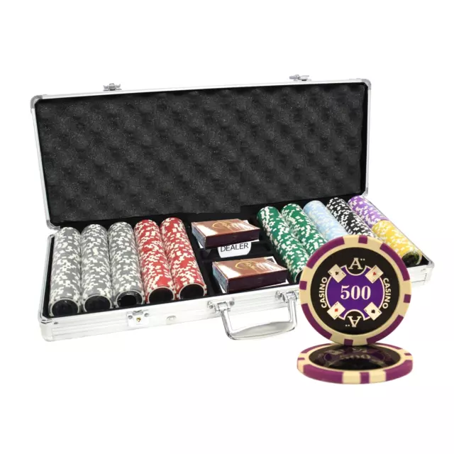 Mrc Poker 500Pcs 14G Laser Graphic Ace Casino Poker Chips Set With Alum Case