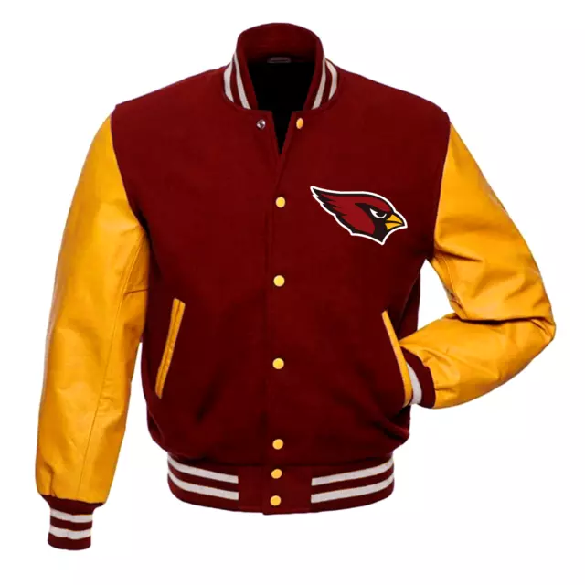 Letterman Arizona Cardinals Varsity Jacket With Leathers Sleeves