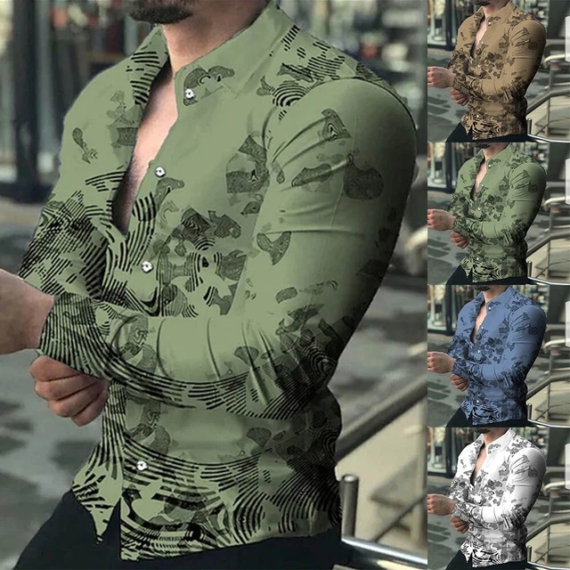 Chemise En Maille Transparente Pour Hommes – Manches Longues – Haut Décontracté Clubwear – Multicolore