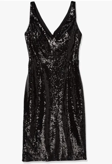 NWT Marina Women's Midi Sequin Dress Black Size S