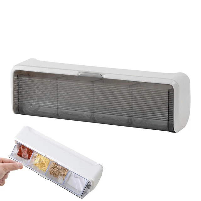 4 compartimentos de espacio divididos organizador de condimento montaje en pared frasco de especias de cocina