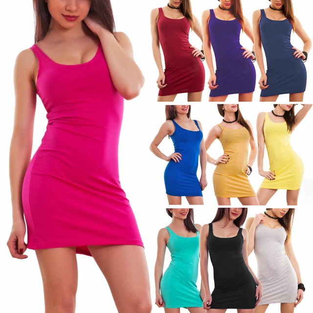 Mini abito vestito donna aderente canotta lunga tubino basic TOOCOOL JL-1246