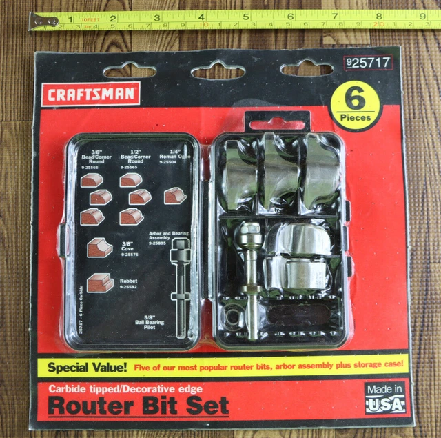 CRAFTSMAN 6 PIECE Carbide Tipped Decorative Edge Router Bit Set 925717