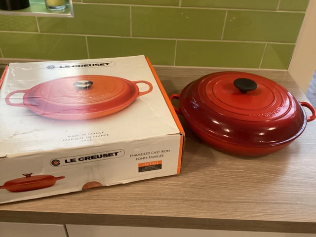 Le Creuset Cast Iron Shallow Casserole 30cm - Red Cerise Signature