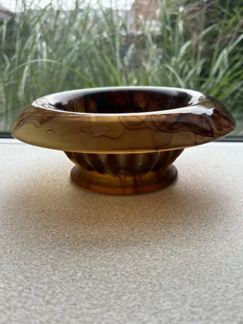 Vintage Amber Cloud Glass Urn Berry Bowl from George Davidson 1930s Art Deco