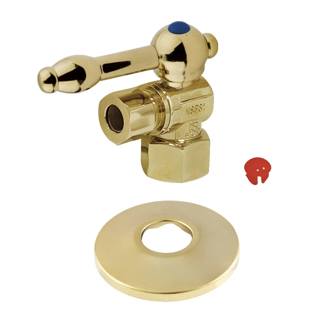 Kingston Brass CC4310.KLK 1-15/16"H Quarter Turn Angle Stop Valve - Brass