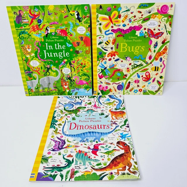 USBORNE PICTURE PUZZLES Books Bugs Dinosaurs In the Jungle Paperbacks ...