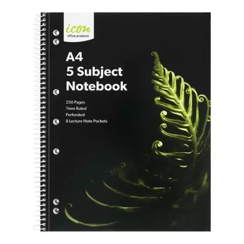 Icon Spiral 5 Subject Notebook - A4 Soft Cover 250pg [ISNBSC006]