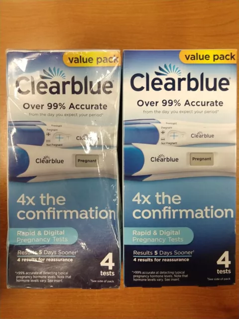 2 cajas de 4: pruebas de embarazo rápidas y digitales Clearblue (exp. 10/24) E6C